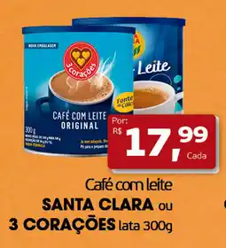 Cometa Supermercados Café com leite santa clara ou 3 corações oferta