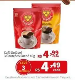 Macromix Atacado Café Solúvel 3 Corações Sachê oferta