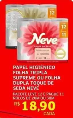 Assaí Atacadista papel higiênico folha tripla supreme ou folha dupla toque de seda neve oferta
