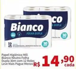 Macromix Atacado Papel Higiênico Mili Bianco Neutro Folha Dupla oferta