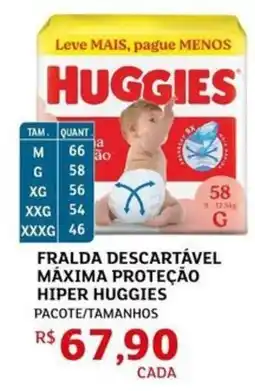 Assaí Atacadista Fralda descartável máxima proteção hiper huggies oferta