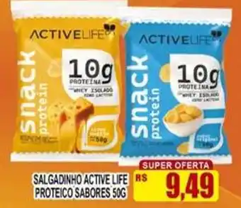 Supermercado leal Salgadinho active life proteico sabores oferta