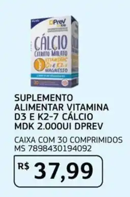 Assaí Atacadista Suplemento alimentar vitamina d3 e k2-7 cálcio mdk 2.000ui dprev oferta