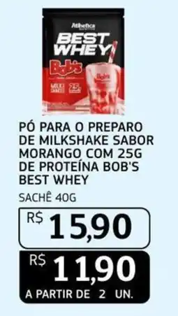 Assaí Atacadista Pó para o preparo de milkshake sabor morango com 25g de proteína bob's best whey oferta