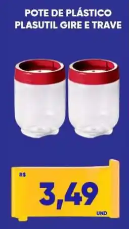 Tatico pote de plástico plasutil gire e trave oferta