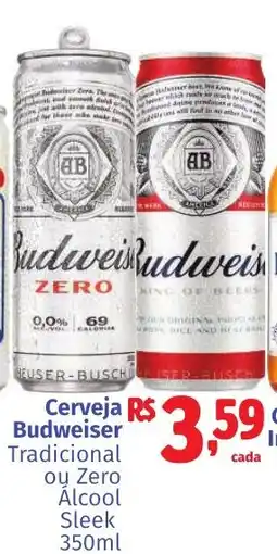 Camiño supermercados Cerveja Budweiser Tradicional ou Zero Alcool Sleek oferta