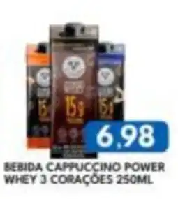 Rancho Bom Supermercados Bebida cappuccino power whey 3 corações oferta