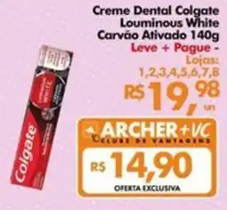 Supermercados Archer Creme Dental Colgate Luminous White Carvão Ativado oferta