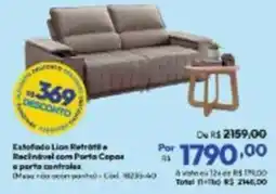 Lojas Becker Estofado Lion Retrátil e Recolhível com Porta Copos e porta controles oferta