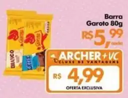 Supermercados Archer Barra Garoto 80g oferta