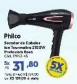 Lojas Becker Philco Secador de Cabelos Ian Tourmaline 2100W Preto com Rosa oferta