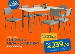 Lojas Certel Conjunto Mesa + 6 Cadeiras oferta