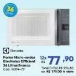 Lojas Becker Forno Micro-ondas Electrolux Efficient 36 Litros Branco oferta