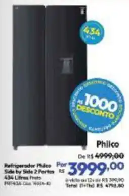 Lojas Becker Refrigerador Philco Side by Side 2 Portas 434 Litros Preto oferta