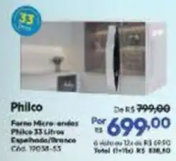 Lojas Becker Forno micro-ondas philco 33 litros espelhado/branco oferta
