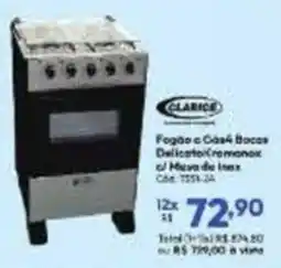 Lojas Becker Fogão a Gás 4 Bocas Delicato Cromanoix c/ Mesa de Inox oferta