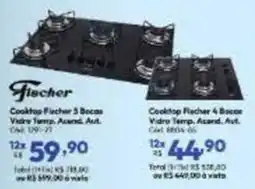 Lojas Becker Cooktop Fischer 4 Bocas Vidro Temp. Acend. Aut. oferta