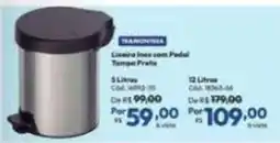 Lojas Becker Lixeira inox com pedal tampa preta oferta