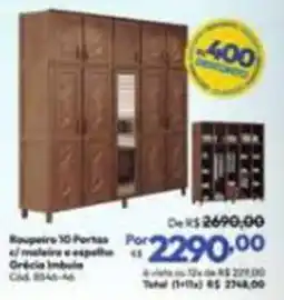 Lojas Becker Roupeiro 10 Portas c/ maleiro e espelho oferta