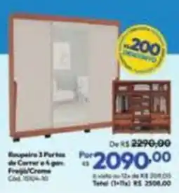 Lojas Becker Roupeiro 3 Portas de Correr e 4 gav oferta