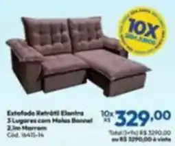 Lojas Becker Estofado retrátil elantra 3 lugares com malas bonnel 2,1m marrom oferta