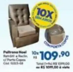 Lojas Becker Paltrona noel reclinável a recolher c/ porta copos oferta