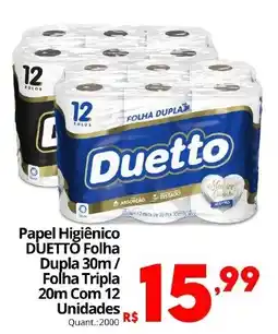 Althoff Supermercados Papel Higiênico Duetto Folha Dupla 30m / Folha Tripla 20m oferta