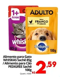 Althoff Supermercados Alimento para Gato WHISKAS Sachê / Alimento para Cão PEDIGREE Sachê oferta