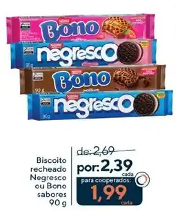 Coop Biscoito recheado Negresco ou Bono sabores oferta
