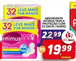 Supermercado Bem Barato Absorvente intimus tripla proteção com 32 oferta