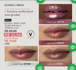 O Boticário Rose - gloss labial com acido policlu-tâmico oferta