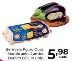 Comercial Esperança Berinjela Kg ou Ovos Mantiqueira Jumbo Branco BDJ 10 unid oferta