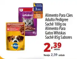 Akki Atacadista Alimento Para Cães Adulto Pedigree Sachê 100g ou Alimento Para Gatos Whiskas Sachê 85g Sabores oferta