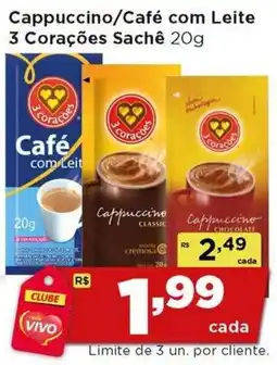 Rede Vivo Cappuccino/Café com Leite 3 Corações Sachê oferta