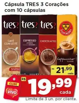 Rede Vivo Cápsula tres 3 corações com 10 cápsulas oferta