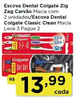 Rede Vivo Escova Dental Colgate Zig Zag Carvão Macia oferta