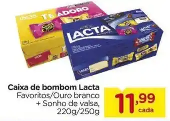 Caixa de bombom lacta favoritos/ouro branco + sonho de valsa