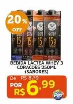 Pinheiro Supermercado Bebida lactea whey 3 coracoes oferta