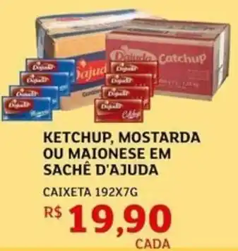 Ketchup, mostarda ou maionese em sachê d'ajuda
