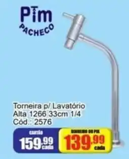 Mauro Center Torneira p/ Lavatório Alta 1266 33cm 1/4 oferta