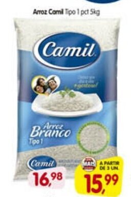 Cercadão Arroz Camil tipo 1 pct 5kg oferta