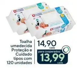 Drogaria Coop Toalha umedecida Proteção e Cuidado tipos com 120 unidades oferta