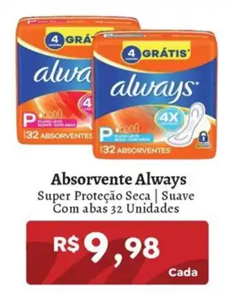 Novo Atacarejo Absorvente always super proteção seca | suave oferta