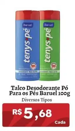 Novo Atacarejo Talco Desodorante Pó Para os Pés Baruel oferta