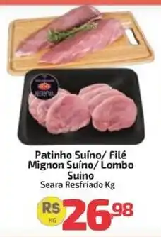 Supermercado Jacomar Patinho Suíno/ Filé Mignon Suíno/ Lombo Suíno oferta