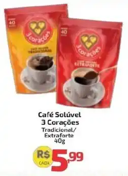 Supermercado Jacomar Café Solúvel 3 Corações Tradicional/Extraforte oferta