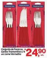 Fort Atacadista Tramontina - conjunto de facas ou garfos c/6 un. leme vermelho oferta