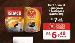 Hirota Food Supermercado Café Solúvel Iguacu ou 3 Corações Sache oferta