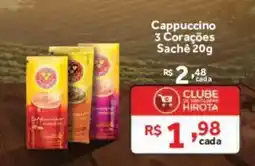 Hirota Food Supermercado Cappuccino 3 Corações Sache 20g oferta