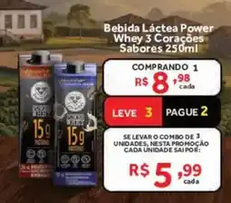 Hirota Food Supermercado Bebida Láctea Power Whey 3 Corações Sabores oferta